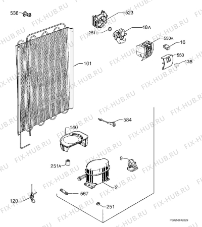 Взрыв-схема холодильника Electrolux ERA28295W - Схема узла Cooling system 017